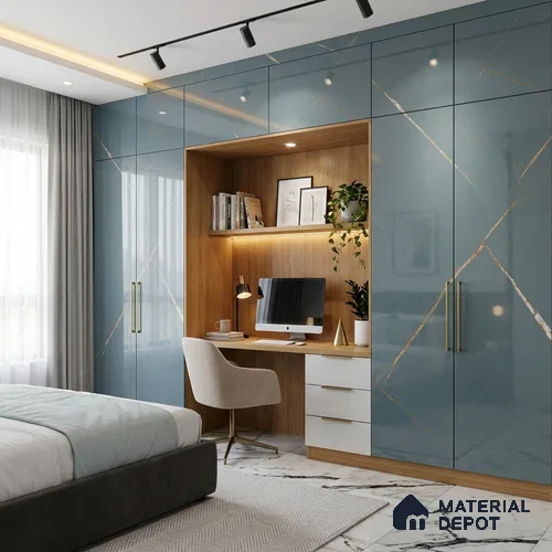 Blue Marble Look LM 20999 8 ft x 4 ft High Gloss Finish Decorative Laminate - 1 mm | Suitable for TV Unit, Wardrobe, Kitchen Cabinets