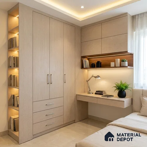 Brown Fabric Look LM 21007 8 ft x 4 ft Texture Finish Decorative Laminate - 1 mm | Suitable for TV Unit, Wardrobe, Kitchen Cabinets