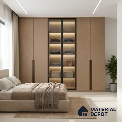 Brown Fabric Look LM 21008 8 ft x 4 ft Texture Finish Decorative Laminate - 1 mm | Suitable for TV Unit, Wardrobe, Kitchen Cabinets