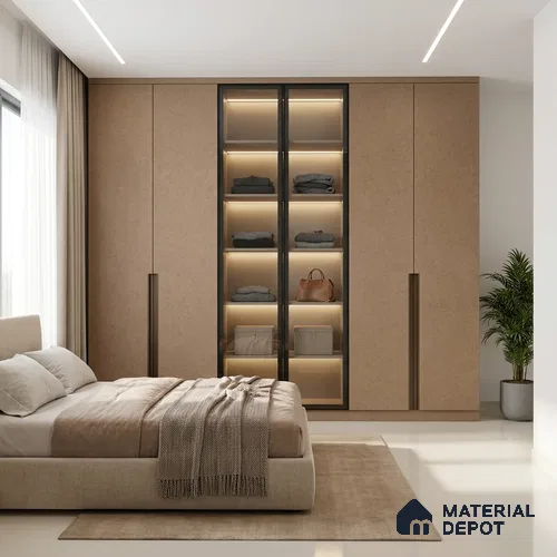 Brown Fabric Look LM 21008 8 ft x 4 ft Texture Finish Decorative Laminate - 1 mm | Suitable for TV Unit, Wardrobe, Kitchen Cabinets