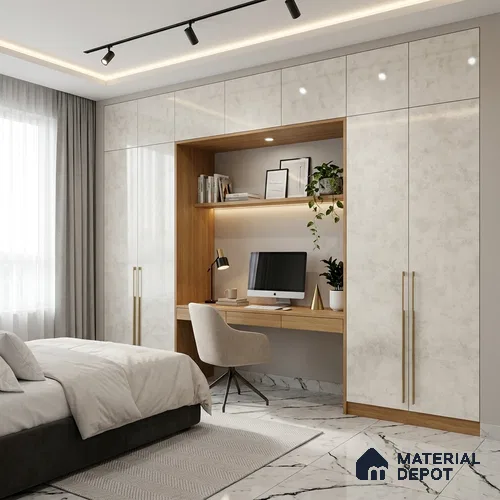 Marble Look LM 21020 8 ft x 4 ft High Gloss Finish Decorative Laminate - 1 mm | Suitable for TV Unit, Wardrobe, Kitchen Cabinets