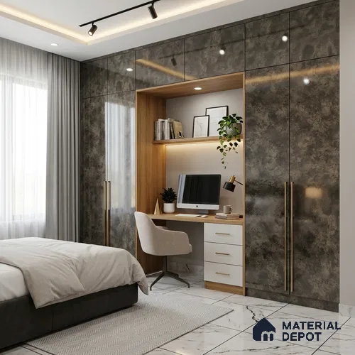 Marble Look LM 21021 8 ft x 4 ft High Gloss Finish Decorative Laminate - 1 mm | Suitable for TV Unit, Wardrobe, Kitchen Cabinets