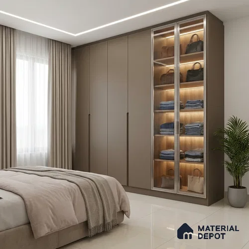 Brown Leather Look LM 21029 8 ft x 4 ft Suede Finish Decorative Laminate - 1 mm | Suitable for TV Unit, Wardrobe, Kitchen Cabinets