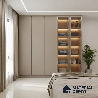 Beige Leather Look LM 21031 8 ft x 4 ft Suede Finish Decorative Laminate - 1 mm | Suitable for TV Unit, Wardrobe, Kitchen Cabinets