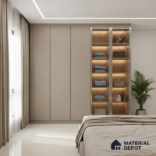 Beige Leather Look LM 21031 8 ft x 4 ft Suede Finish Decorative Laminate - 1 mm | Suitable for TV Unit, Wardrobe, Kitchen Cabinets