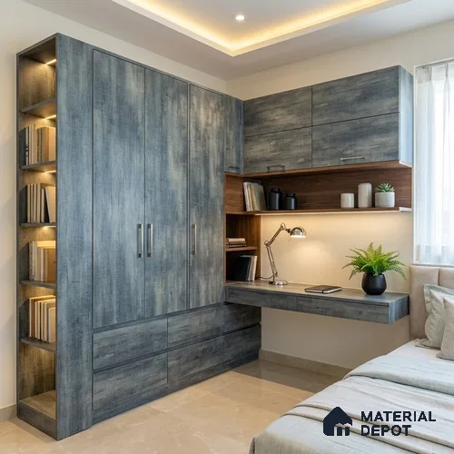 Grey Rustic Look LM 21273 8 ft x 4 ft Texture Finish Decorative Laminate - 1 mm | Suitable for TV Unit, Wardrobe, Kitchen Cabinets