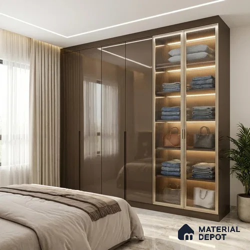 Deep Taupe Solid Colors Look LM 23264 Sand Dune 8 ft x 4 ft High Gloss Finish 6H Anti Scratch Acrylic Laminate - 1.5 mm | Suitable for Living Room, Kitchen, Office