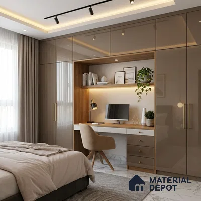 Taupe Brown Solid Colors Look LM 23266 Bonewhite 8 ft x 4 ft High Gloss Finish 6H Anti Scratch Acrylic Laminate - 1.5 mm | Suitable for Living Room, Kitchen, Office