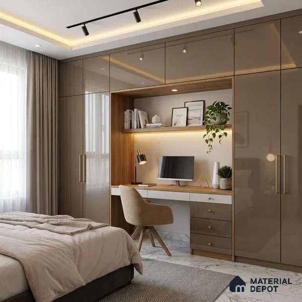 Taupe Brown Solid Colors Look LM 23266 Bonewhite 8 ft x 4 ft High Gloss Finish 6H Anti Scratch Acrylic Laminate - 1.5 mm | Suitable for Living Room, Kitchen, Office