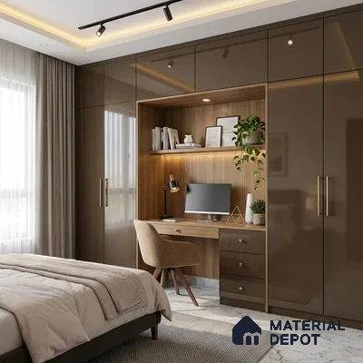 Milk Chocolate Solid Colors Look LM 23268 8 ft x 4 ft High Gloss Finish 6H Anti Scratch Acrylic Laminate - 1.5 mm | Suitable for Living Room, Kitchen, Office