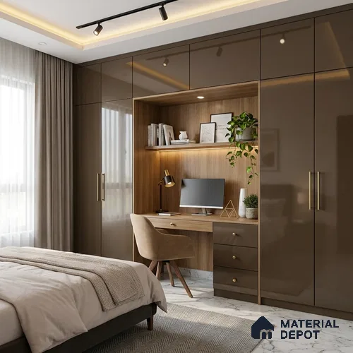 Milk Chocolate Solid Colors Look LM 23268 8 ft x 4 ft High Gloss Finish 6H Anti Scratch Acrylic Laminate - 1.5 mm | Suitable for Living Room, Kitchen, Office