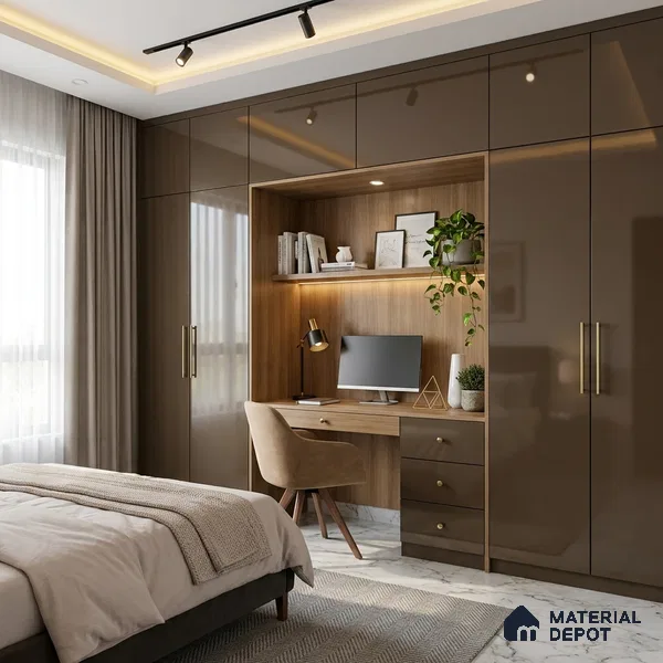 Milk Chocolate Solid Colors Look LM 23268 8 ft x 4 ft High Gloss Finish 6H Anti Scratch Acrylic Laminate - 1.5 mm | Suitable for Living Room, Kitchen, Office