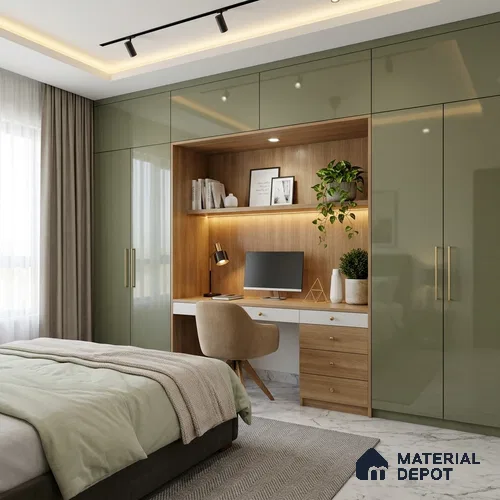 Sage Grey Solid Colors Look LM 23275 Winter Nip 8 ft x 4 ft High Gloss Finish 6H Anti Scratch Acrylic Laminate - 1.5 mm | Suitable for Living Room, Kitchen, Office