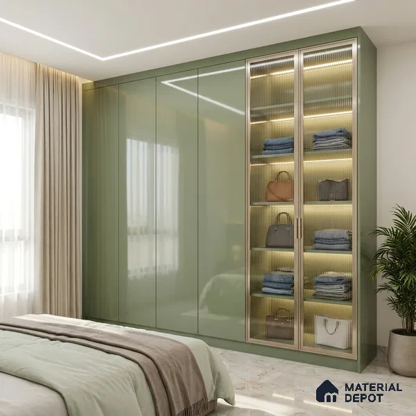 Grey Sparkle Look LM 23277 Mint Luster 8 ft x 4 ft High Gloss Finish 6H Anti Scratch Acrylic Laminate - 1.5 mm | Suitable for Kitchen Cabinet, TV Unit, Wardrobe