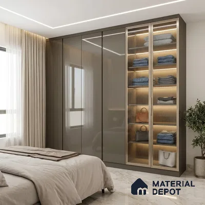 Grey Sparkle Look LM 23283 Cloud Grey 8 ft x 4 ft High Gloss Finish 6H Anti Scratch Acrylic Laminate - 1.5 mm | Suitable for Kitchen Cabinet, TV Unit, Wardrobe
