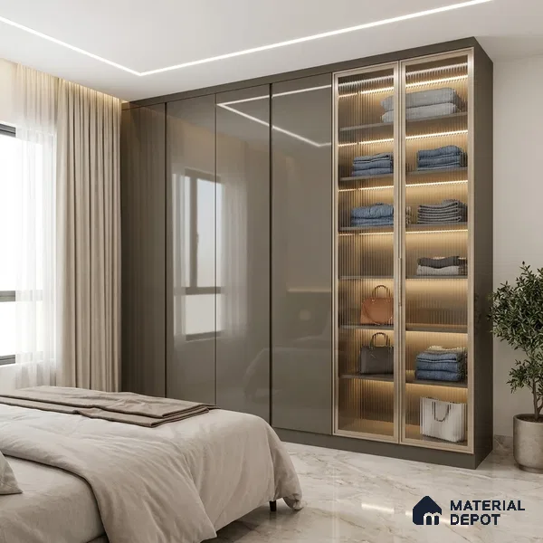 Grey Sparkle Look LM 23283 Cloud Grey 8 ft x 4 ft High Gloss Finish 6H Anti Scratch Acrylic Laminate - 1.5 mm | Suitable for Kitchen Cabinet, TV Unit, Wardrobe
