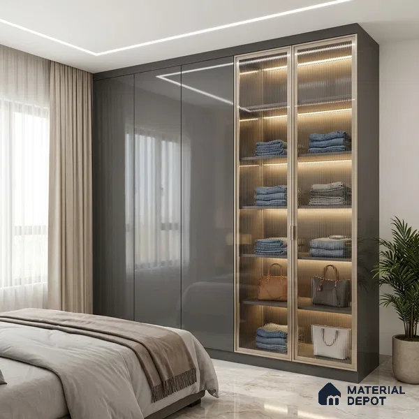 Planet Grey Solid Colors Look LM 23284 8 ft x 4 ft High Gloss Finish 6H Anti Scratch Acrylic Laminate - 1.5 mm | Suitable for Living Room, Kitchen, Office