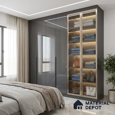 Charcoal Grey Solid Colors Look LM 23287 Sky Tint 8 ft x 4 ft High Gloss Finish 6H Anti Scratch Acrylic Laminate - 1.5 mm | Suitable for Living Room, Kitchen, Office