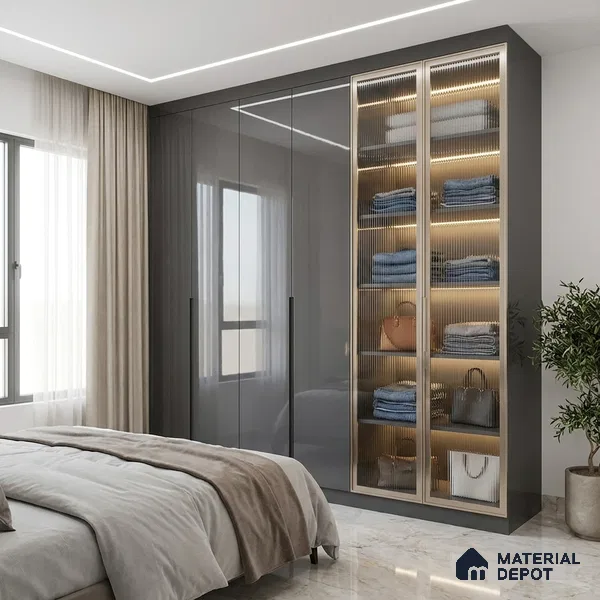 Charcoal Grey Solid Colors Look LM 23287 Sky Tint 8 ft x 4 ft High Gloss Finish 6H Anti Scratch Acrylic Laminate - 1.5 mm | Suitable for Living Room, Kitchen, Office