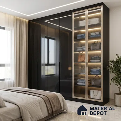 Grey Sparkle Look LM 23298 Dark Thunder 8 ft x 4 ft High Gloss Finish 6H Anti Scratch Acrylic Laminate - 1.5 mm | Suitable for Kitchen Cabinet, TV Unit, Wardrobe