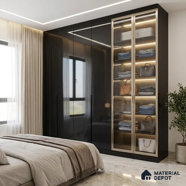 Grey Sparkle Look LM 23298 Dark Thunder 8 ft x 4 ft High Gloss Finish 6H Anti Scratch Acrylic Laminate - 1.5 mm | Suitable for Kitchen Cabinet, TV Unit, Wardrobe