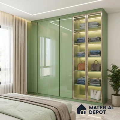 Mint Green Solid Colors Look LM 23302 8 ft x 4 ft High Gloss Finish 6H Anti Scratch Acrylic Laminate - 1.5 mm | Suitable for Living Room, Kitchen, Office
