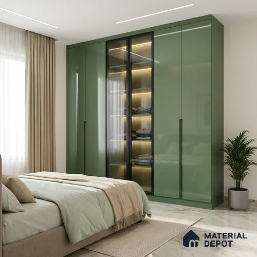 Green Sparkle Look LM 23308 Soft Hills 8 ft x 4 ft High Gloss Finish 6H Anti Scratch Acrylic Laminate - 1.5 mm | Suitable for Kitchen Cabinet, TV Unit, Wardrobe