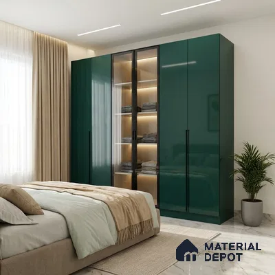 Deep Teal Blue Solid Colors Look LM 23315 Elm Grove 8 ft x 4 ft High Gloss Finish 6H Anti Scratch Acrylic Laminate - 1.5 mm | Suitable for Living Room, Kitchen, Office