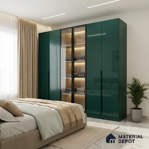 Deep Teal Blue Solid Colors Look LM 23315 Elm Grove 8 ft x 4 ft High Gloss Finish 6H Anti Scratch Acrylic Laminate - 1.5 mm | Suitable for Living Room, Kitchen, Office
