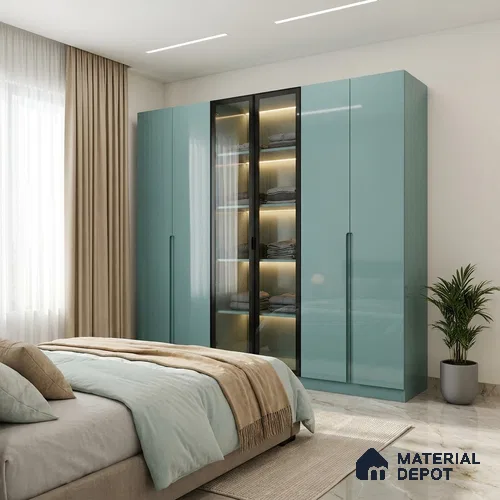 Aqua Blue Solid Colors Look LM 23316 8 ft x 4 ft High Gloss Finish 6H Anti Scratch Acrylic Laminate - 1.5 mm | Suitable for Living Room, Kitchen, Office