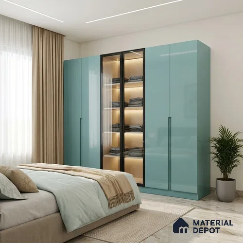 Blue Sparkle Look LM 23317 Winter Morn 8 ft x 4 ft High Gloss Finish 6H Anti Scratch Acrylic Laminate - 1.5 mm | Suitable for Kitchen Cabinet, TV Unit, Wardrobe