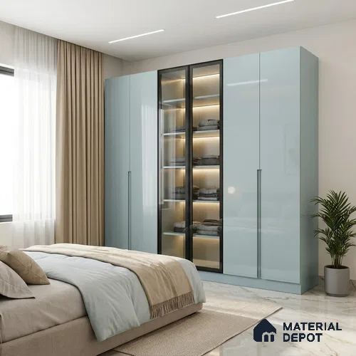 Blue Sparkle Look LM 23318 Solitude 8 ft x 4 ft High Gloss Finish 6H Anti Scratch Acrylic Laminate - 1.5 mm | Suitable for Kitchen Cabinet, TV Unit, Wardrobe