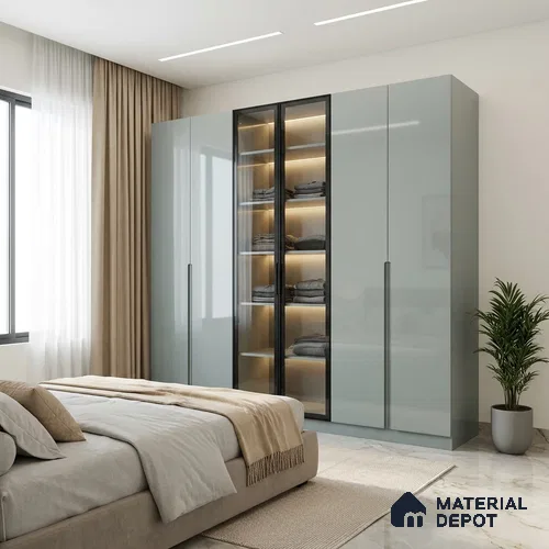 Powder Blue Solid Colors Look LM 23319 Star Gaze 8 ft x 4 ft High Gloss Finish 6H Anti Scratch Acrylic Laminate - 1.5 mm | Suitable for Living Room, Kitchen, Office
