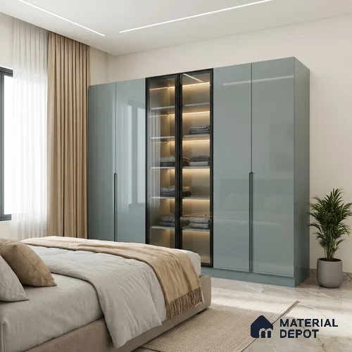 Ice Blue Solid Colors Look LM 23320 8 ft x 4 ft High Gloss Finish 6H Anti Scratch Acrylic Laminate - 1.5 mm | Suitable for Living Room, Kitchen, Office