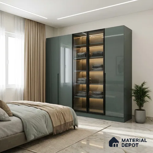 Pacific Blue Solid Colors Look LM 23324 8 ft x 4 ft High Gloss Finish 6H Anti Scratch Acrylic Laminate - 1.5 mm | Suitable for Living Room, Kitchen, Office