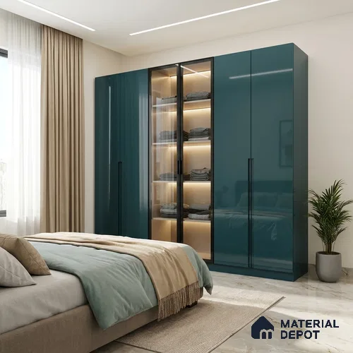 Marine Blue Solid Colors Look LM 23325 8 ft x 4 ft High Gloss Finish 6H Anti Scratch Acrylic Laminate - 1.5 mm | Suitable for Living Room, Kitchen, Office
