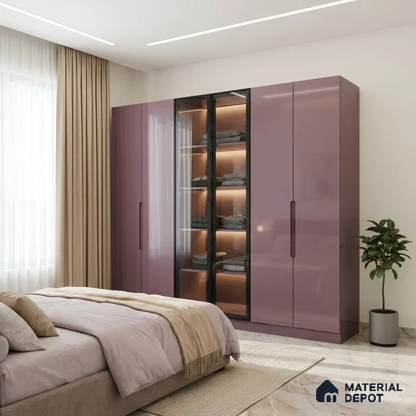 Purple Sparkle Look LM 23326 Misty Purple 8 ft x 4 ft High Gloss Finish 6H Anti Scratch Acrylic Laminate - 1.5 mm | Suitable for Kitchen Cabinet, TV Unit, Wardrobe