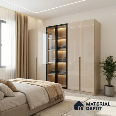 Light Mocha Brown Solid Colors Look LM 23329 Essence Pink 8 ft x 4 ft High Gloss Finish 6H Anti Scratch Acrylic Laminate - 1.5 mm | Suitable for Living Room, Kitchen, Office
