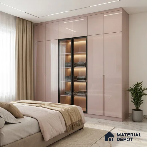 Pink Sparkle Look LM 23331 Baby Orchid 8 ft x 4 ft High Gloss Finish 6H Anti Scratch Acrylic Laminate - 1.5 mm | Suitable for Kitchen Cabinet, TV Unit, Wardrobe