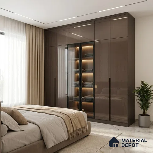 Red Sparkle Look LM 23337 Russet Rust 8 ft x 4 ft High Gloss Finish 6H Anti Scratch Acrylic Laminate - 1.5 mm | Suitable for Kitchen Cabinet, TV Unit, Wardrobe