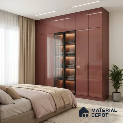 Pink Mirror Look LM 23365 Rose Gold 8 ft x 4 ft High Gloss Finish 6H Anti Scratch Acrylic Laminate - 1.5 mm | Suitable for Kitchen Cabinet, TV Unit, Wardrobe