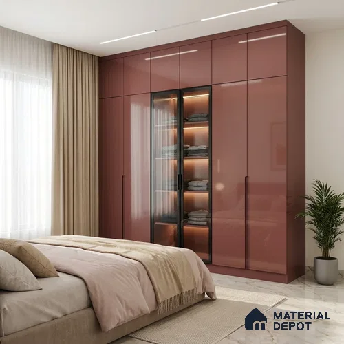 Pink Mirror Look LM 23365 Rose Gold 8 ft x 4 ft High Gloss Finish 6H Anti Scratch Acrylic Laminate - 1.5 mm | Suitable for Kitchen Cabinet, TV Unit, Wardrobe
