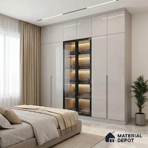 Silver Mirror Look LM 23367 Silver 8 ft x 4 ft High Gloss Finish 6H Anti Scratch Acrylic Laminate - 1.5 mm | Suitable for Kitchen Cabinet, TV Unit, Wardrobe