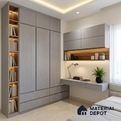 Grey Digital, Fabric Look LM 23619 8 ft x 4 ft Texture Finish Decorative Laminate - 1 mm | Suitable for TV Unit, Wardrobe, Kitchen Cabinets