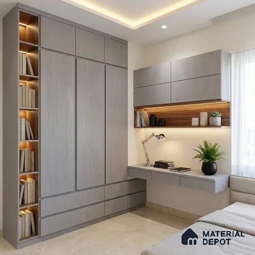 Grey Digital, Fabric Look LM 23619 8 ft x 4 ft Texture Finish Decorative Laminate - 1 mm | Suitable for TV Unit, Wardrobe, Kitchen Cabinets