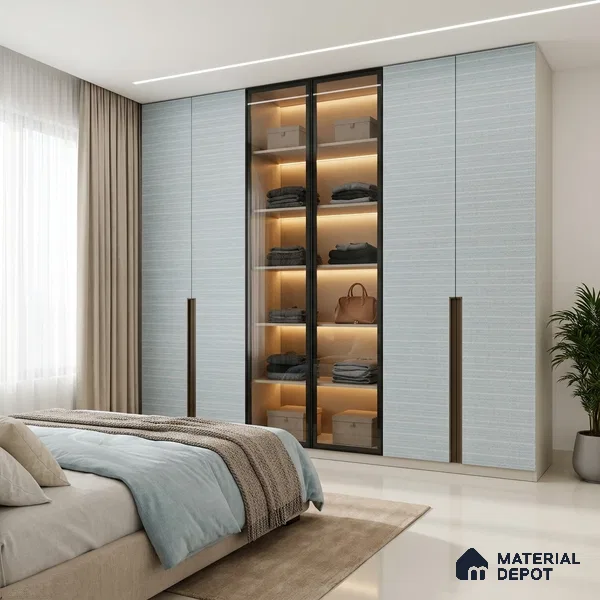 Blue Digital, Fabric Look LM 23622 8 ft x 4 ft Texture Finish Decorative Laminate - 1 mm | Suitable for TV Unit, Wardrobe, Kitchen Cabinets