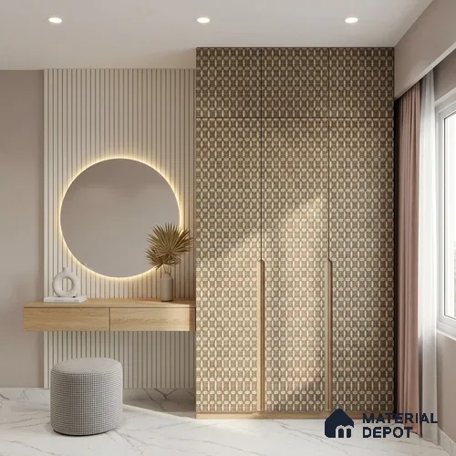 Brown Digital, Fabric Look LM 23626 8 ft x 4 ft Texture Finish Decorative Laminate - 1 mm | Suitable for TV Unit, Wardrobe, Kitchen Cabinets