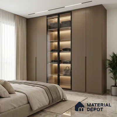 Olive Brown Fluted Solid Color Look WMF 511 8 ft x 4 ft Texture Finish Decorative Laminate - 1 mm | Suitable for TV Unit, Wardrobe, Kitchen Cabinets
