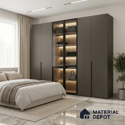 Misty Slate Brown Fluted Solid Color Look WMF 508 8 ft x 4 ft Texture Finish Decorative Laminate - 1 mm | Suitable for TV Unit, Wardrobe, Kitchen Cabinets