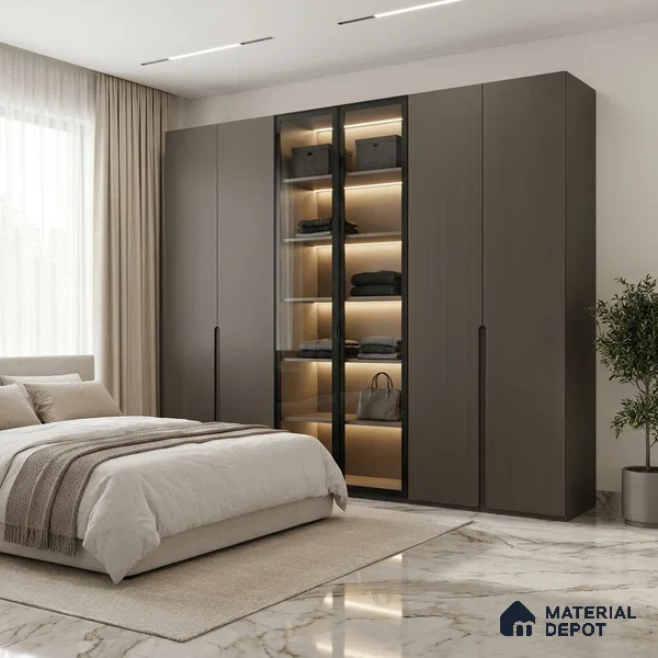 Misty Slate Brown Fluted Solid Color Look WMF 508 8 ft x 4 ft Texture Finish Decorative Laminate - 1 mm | Suitable for TV Unit, Wardrobe, Kitchen Cabinets